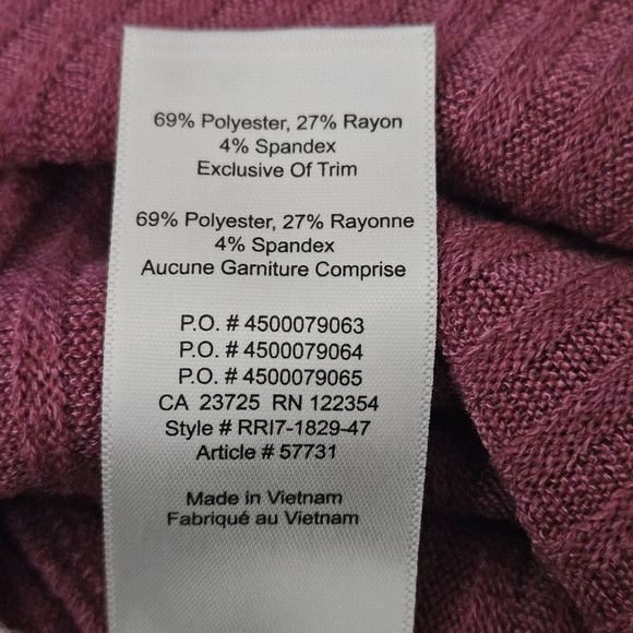 Aritzia Wilfred Free Knit Long Sleeve MockNeck Rib 3D knit Blouse Rasberry Sz L - Picture 5 of 5